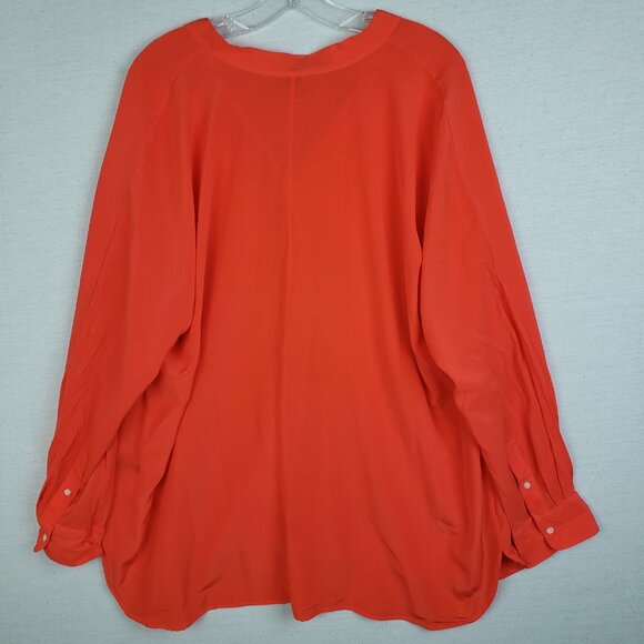 Ralph Lauren 100% Silk Top Oversized Boxy Fit Orange Red 2X Minimalist Lagenlook - Picture 6 of 10